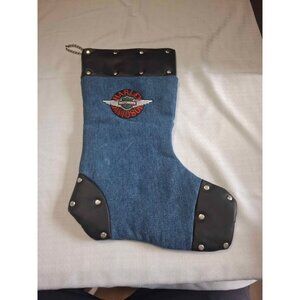 2001 Harley Davidson Christmas Stocking. Denim And Leather Look Details. T4
